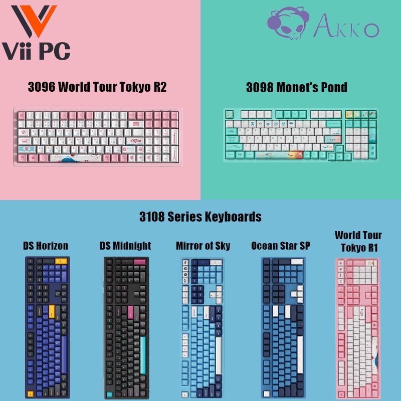 AKKO 3096 3098 3108 Series Wired Keyboard -World Tour Tokyo R2/R1 Monet ...