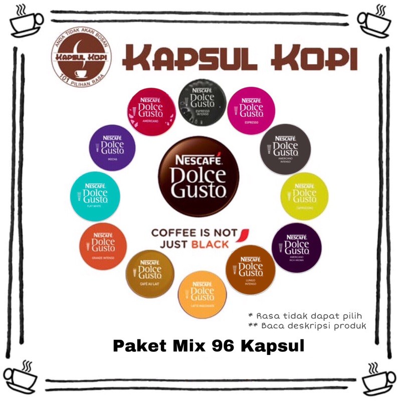 Nescafe Dolce Gusto Mix Coffee Capsules All Flavors 96 Capsules