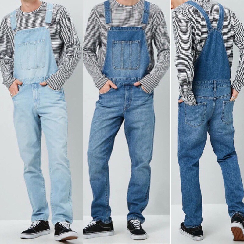 Fashion Men Overalls Casual Denim Jeans Slim Fit Jumpsuit Long Pants Jeans Shopee Singapore