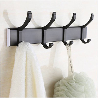 Clothes Hanger Door 4-6 Hook Adjustable Aluminum Bathroom Toilet Rack ...