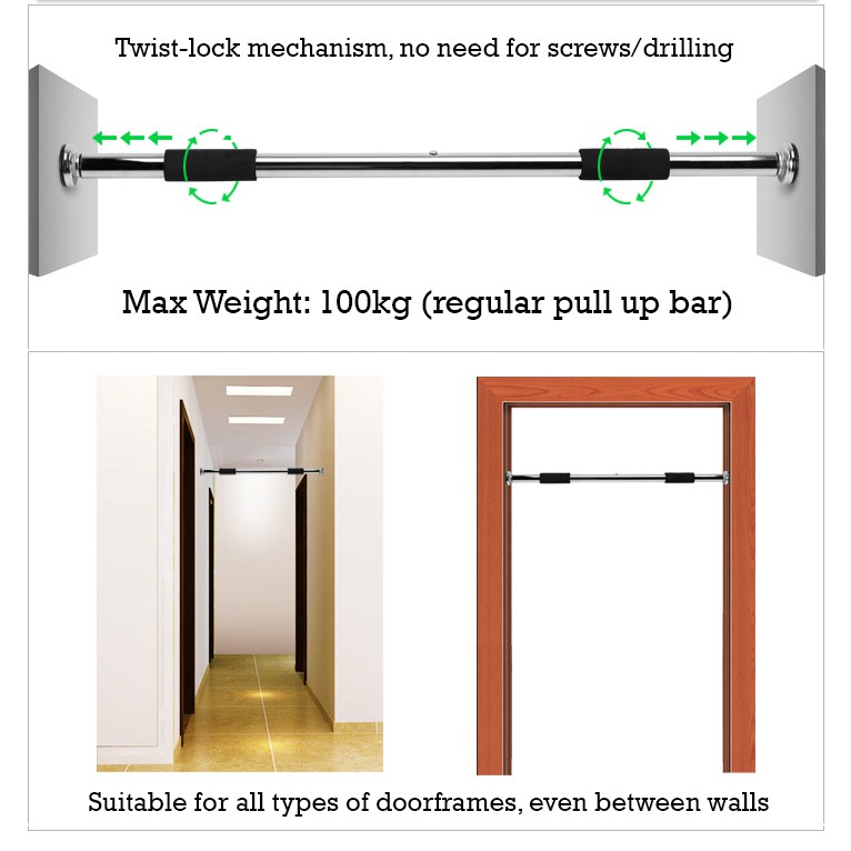 Doorway Pull Up Bar No Screws Or Drilling Needed Shopee Singapore