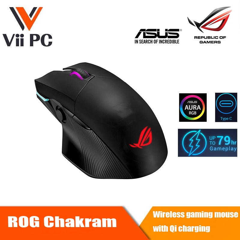 Asus Rog Chakram Rgb Wireless Gaming Mouse With Qi Charging Programmable Joystick Tri Mode Connectivity Wired 2 4ghz Shopee Singapore