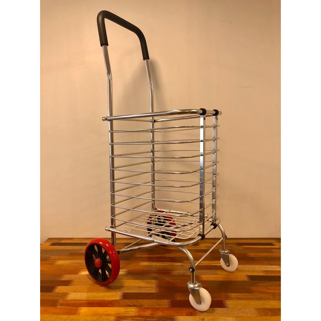 4 Wheel Aluminium Foldable Market Trolley Shopping Cart Troli Pasar