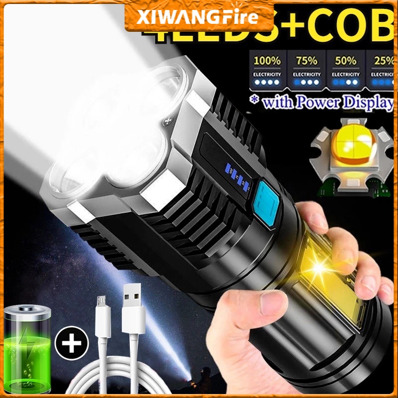 4core Super Bright Flashlight Rechargeable Outdoor Multifunction