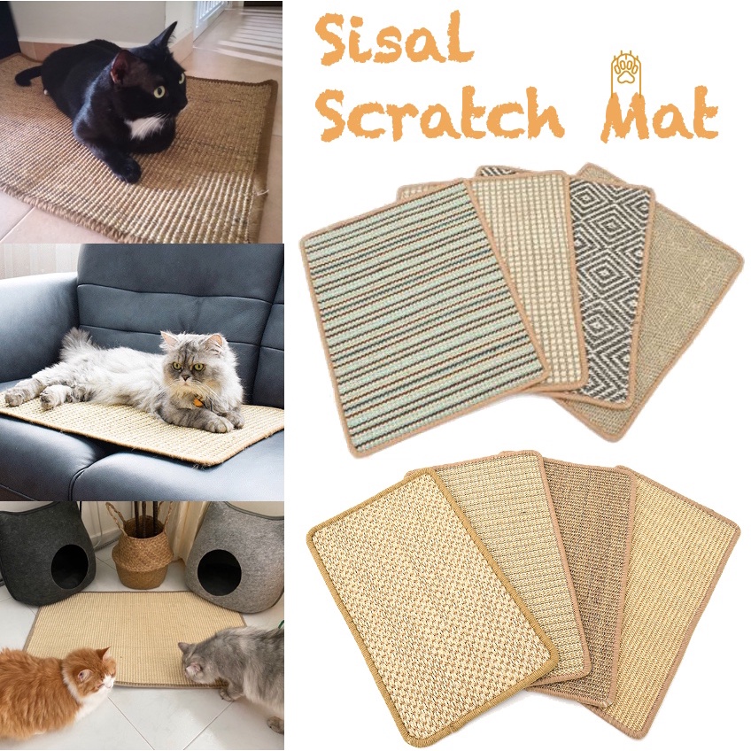 Cat Toy Supplies Scratcher Scratching Grinding Claws Non-Slip Natural Sisal Mat Pad Horizontal Cat Floor Scratching Pad Rug Gray 