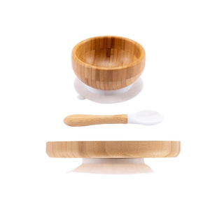 Baby Tableware Five Colors Bamboo Bowl Spoon Plate with Suction Cup Strong Adsorption Force Safe and Healthy Baby Tableware #8