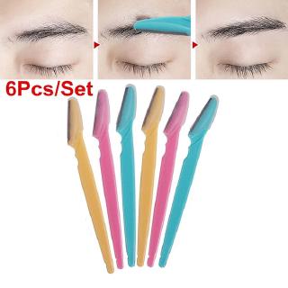 Image of 6pcs Eyebrow Trimmer Kit,Stainless Steel Eye Brow Shaver,Long Handle Eyebrow Cutting Tool