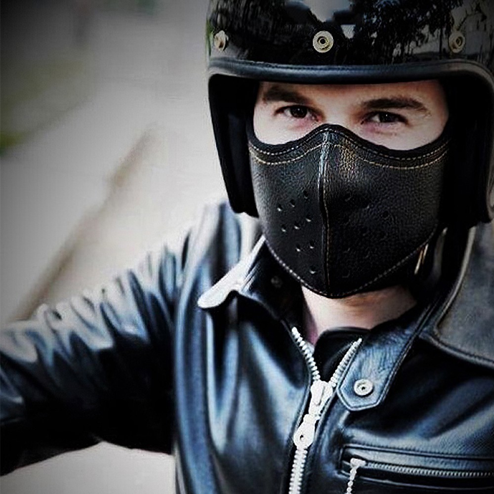 LOVSE Punk Motorcycle Mask Riding Mask Pu Leather Outdoor Wind And Dust Mask 