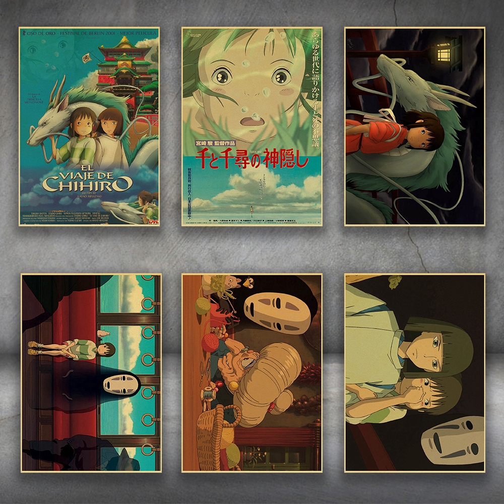 Miyazaki Hayao Classic Movie Spirited Away Retro Poster Kraft Paper Wall Painitng Prints Vintage Wall Picture Room Art Shopee Singapore