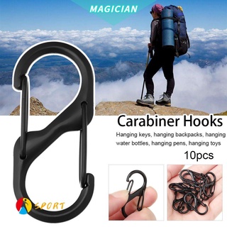 MAGIC 10pcs Durable Zinc Alloy Carabiner S Type Key-Lock Tool Keychain Hook Double Side Lock Black Silver Anti-Theft Outdoor Camping Backpack Buckle/Multicolor