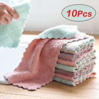 WEIWEITOE-ES Home Cleaning Cloths Absorbent Thicker Double-Layer Microfiber Wipe Table Kitchen Cleaning Towel Dish Washing Cloth