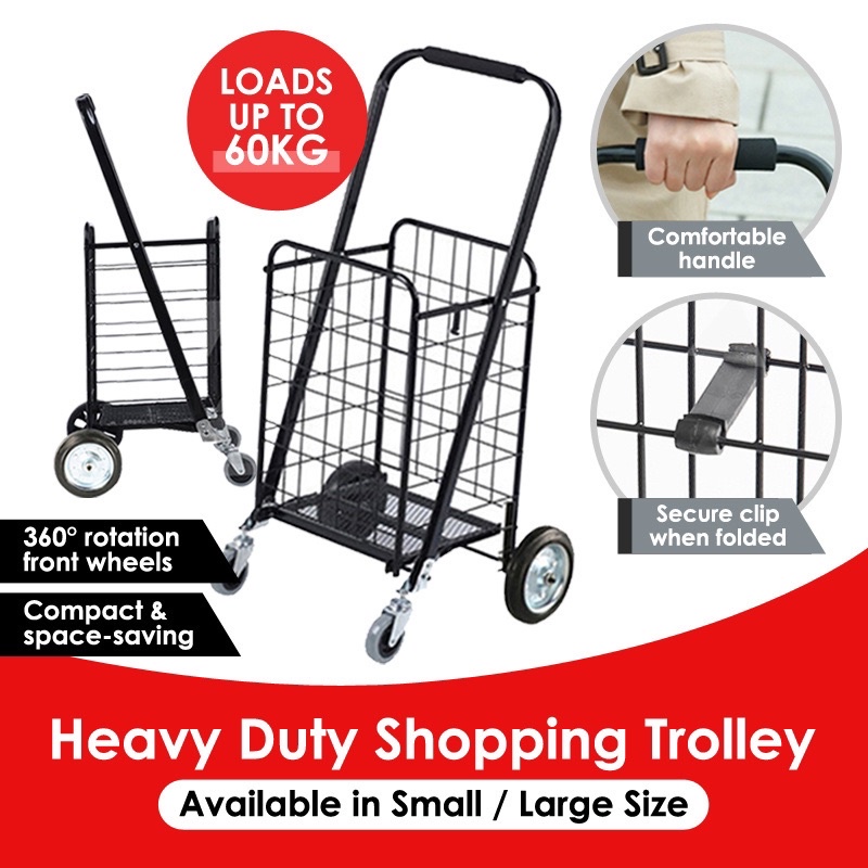 【2 Size】Heavy Duty Steel Shopping Trolley / Trolley Cart / Grocery ...