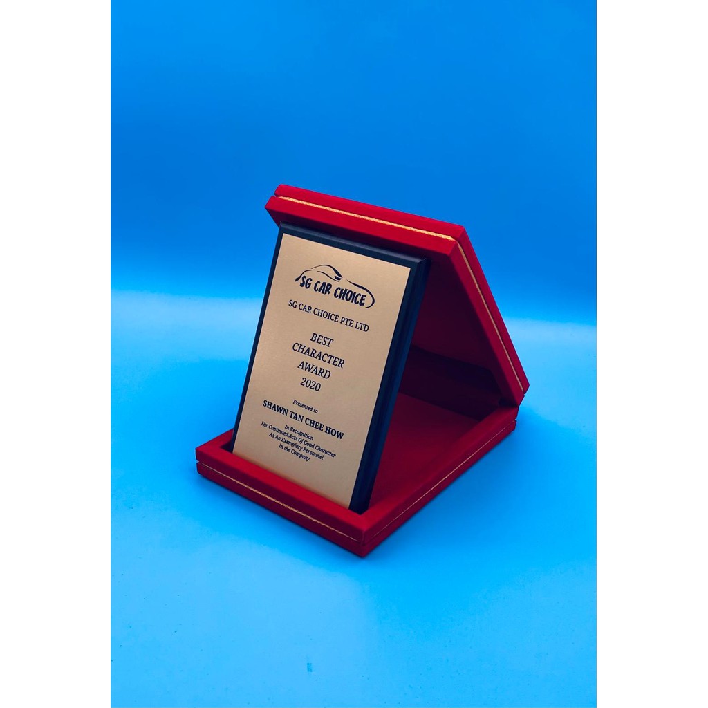 Wooden Plaque Box Red Velvet Box (5"W x 7"H) Wooden Plaque for Event