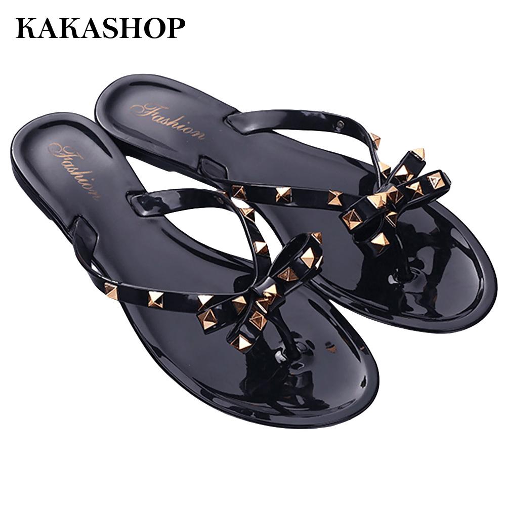 kakashop815 Flip Flops Stud Bow 1Pair 