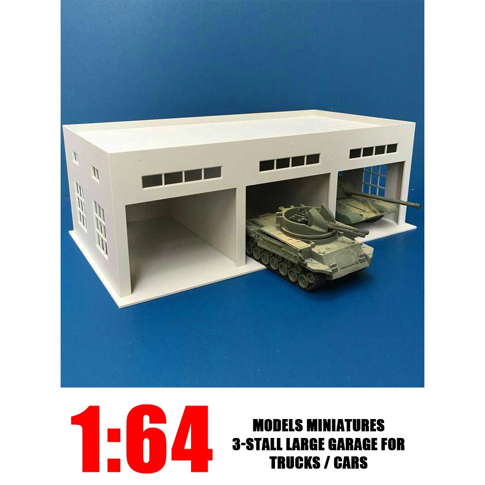 Cars 1:64 Outland Models Miniatures 3-Stall Large Garage for Trucks