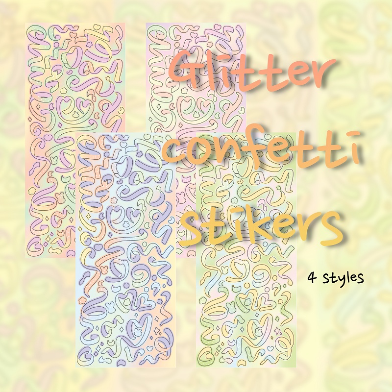 Confetti STICKERS Glitter confetti stikers planner, Top loader Kpop