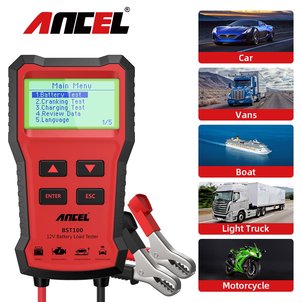 ANCEL BST100 Car Battery Tester Charger 12V 2000CCA Voltage Battery