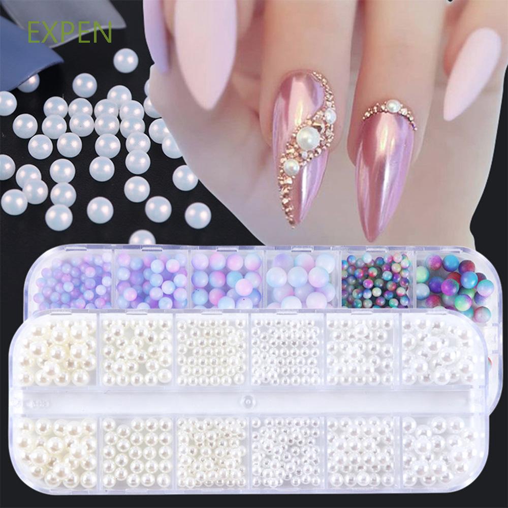 Expen Mermaid Stones Mixed Color Imitation Pearl Manicure Nail Pearls Shopee Singapore