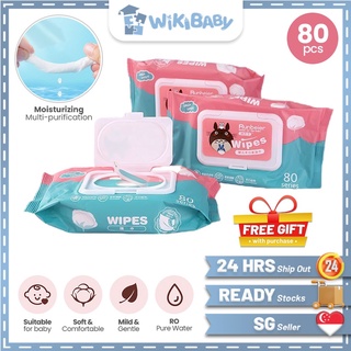 80pcs Baby Wet Wipes Wet Tissue - (Non-Alcohol, Parabens Free, Fragrance Free) Wet Tissue With Cover with Alcohol Free