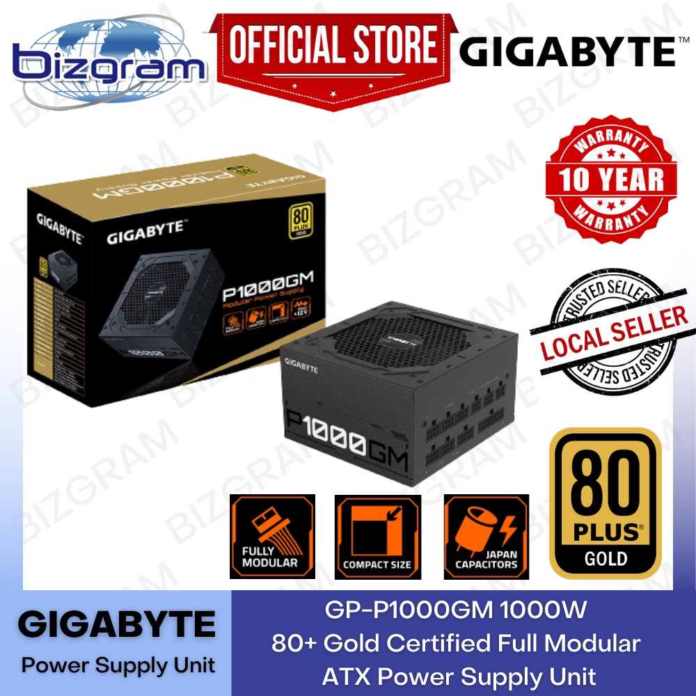 Gigabyte GPP1000GM 1000W 80+ Gold Full Modular ATX Computer Power