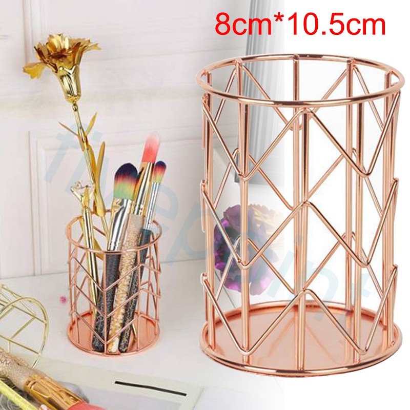 Pen Holder Wire Iron Pencil Holder Desk Accessories Rose Gold