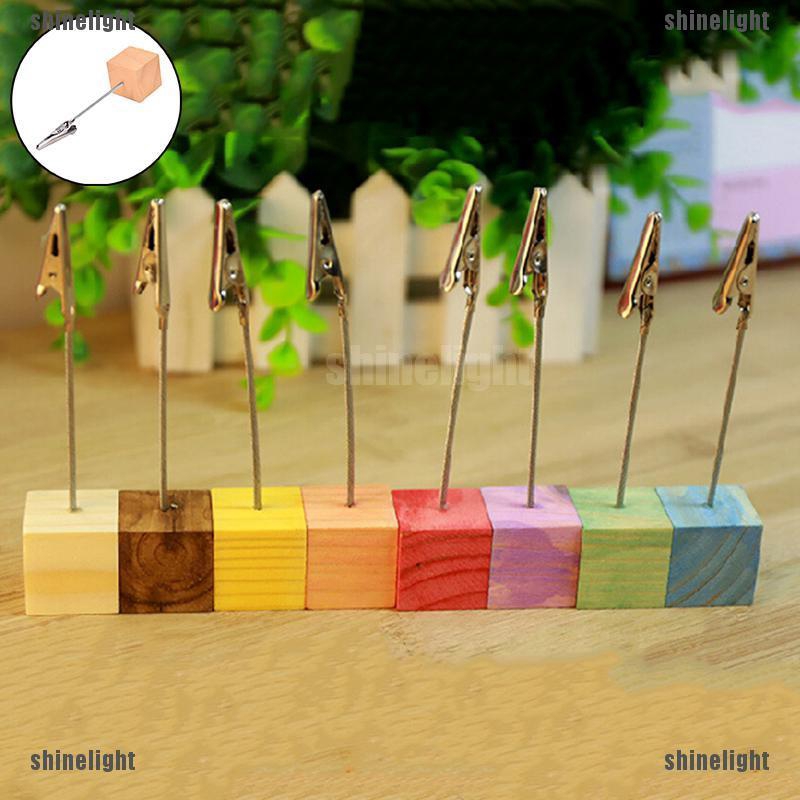 Wooden Memo Paper Note Picture Table Card Number Photo Clip Holder new PBX