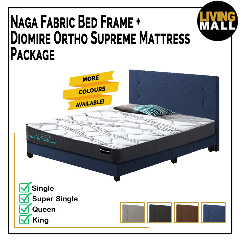 Living Mall Naga Fabric Bed Frame With, Bed Frame And Mattress Combo