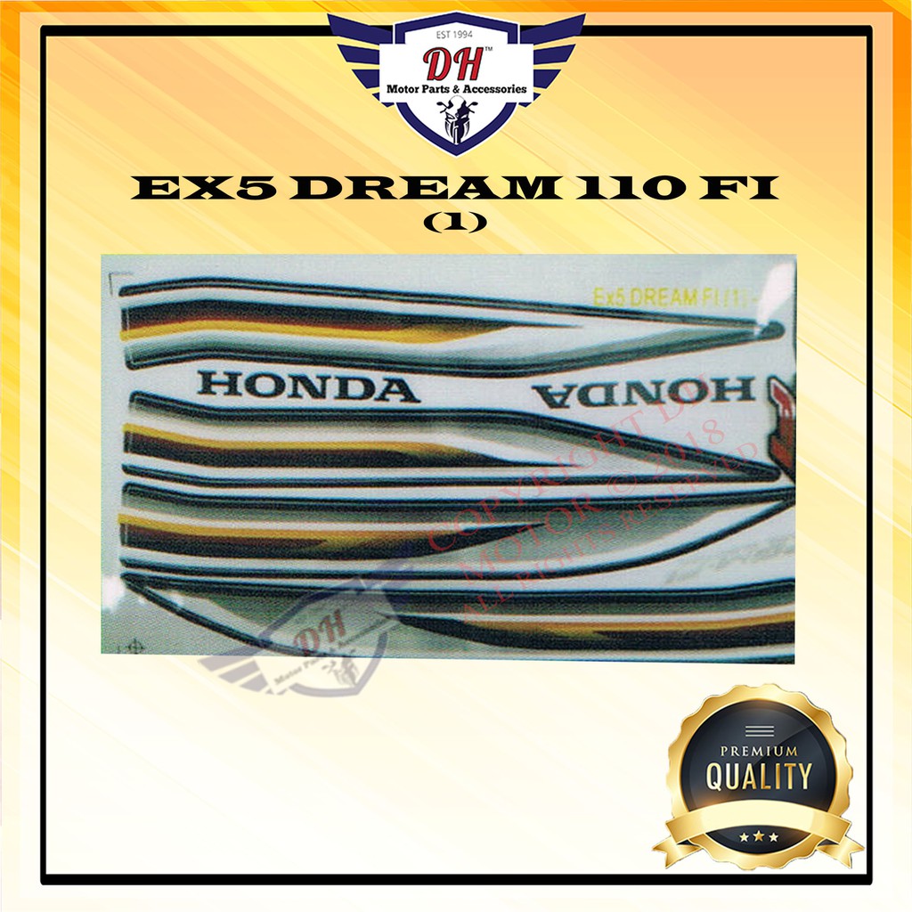 Ex5 Dream 110 Fi 1 Sticker Body Stripe Honda Black Shopee Singapore