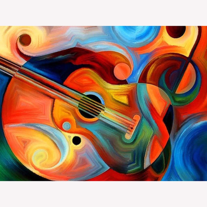 2020 DIY 5D Diamond Embroidery Colorful musical instrument guitar room