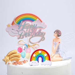 1 Piece Rainbow Cloud Cake Topper Kids Birthday Party Wedding Dessert Baking Cake Topper #1