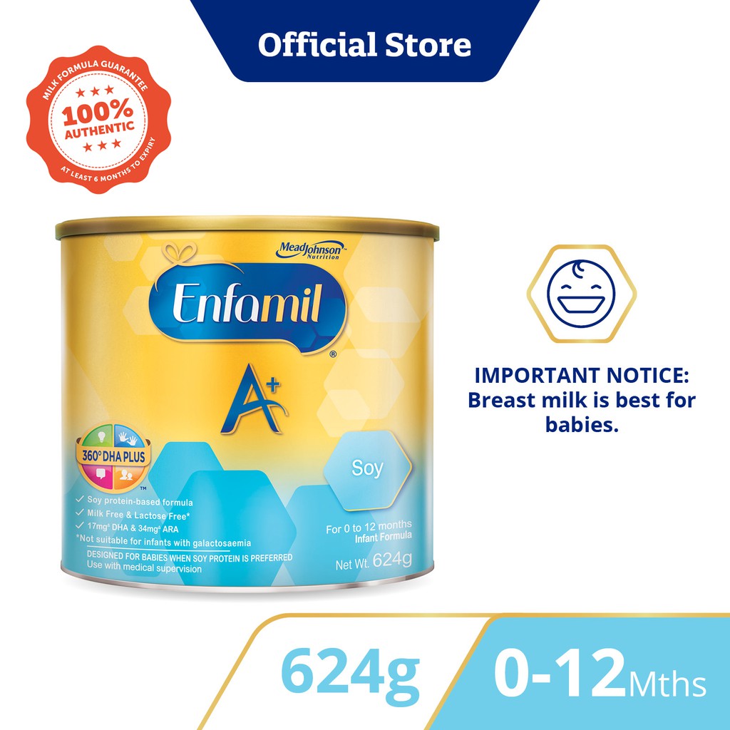 Enfamil A+ Stage 1 Soy Infant Formula Baby Milk Powder 360DHA+ (012M