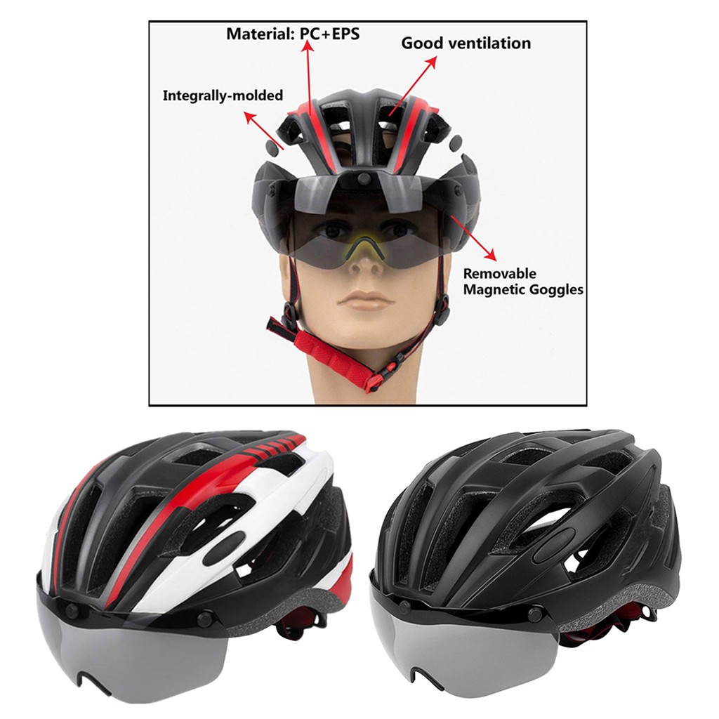 Details about   Ultralight Cycling Helmet Removable Visor Goggles Bike Taillight Integrally 