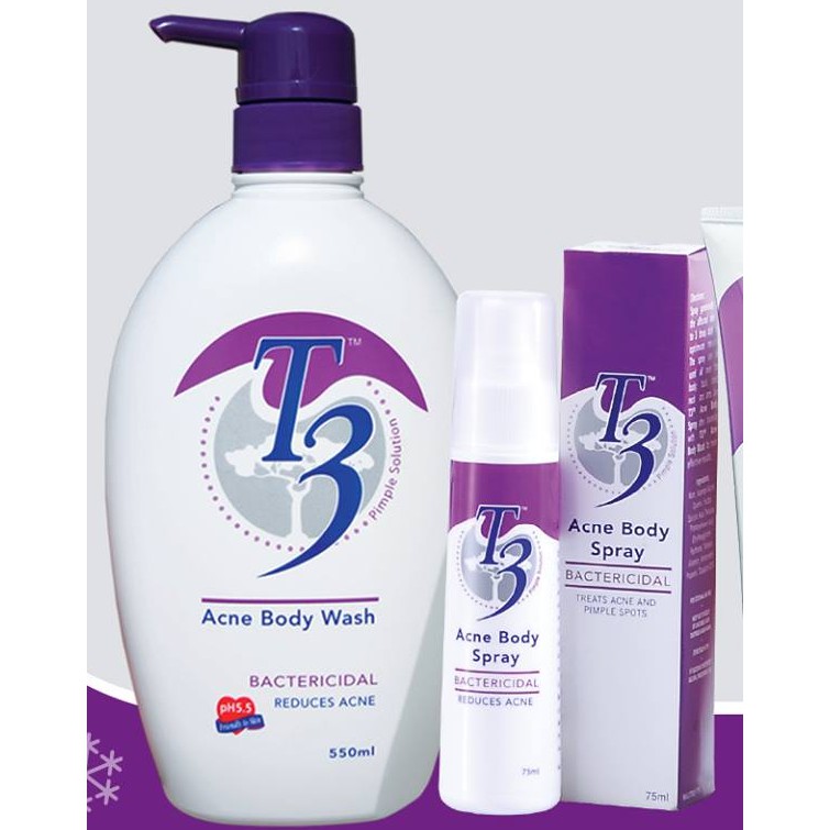 T3 Body Acne Treatment Pack Acne Body Wash 200ml T3 Acne Body Spray 75ml Shopee Singapore