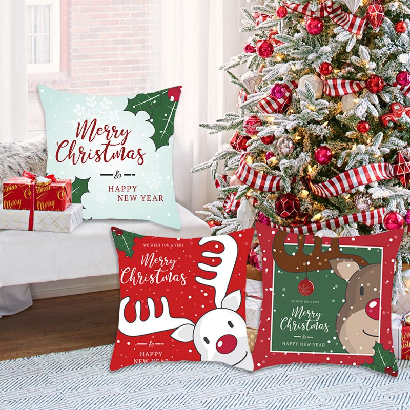 Square Noel Pillowcase Merry Christmas Home Decoration Ornaments Navidad Gifts 