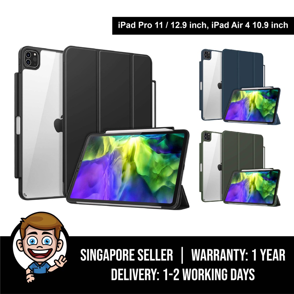 Fintie Case With Pencil Holder For Ipad Air 10 9 Pro 11 12 9 2020 2018 Supports 2nd Gen Pencil Charging Shopee Singapore