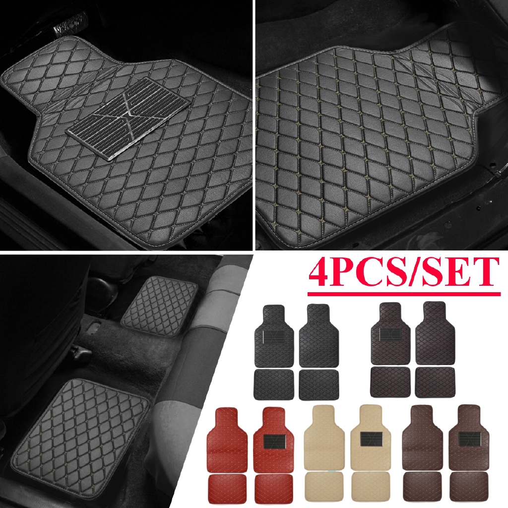 4PCS Universal Front&Rear Car Floor Mat PU Leather with Antiskid Pedal Shopee Singapore