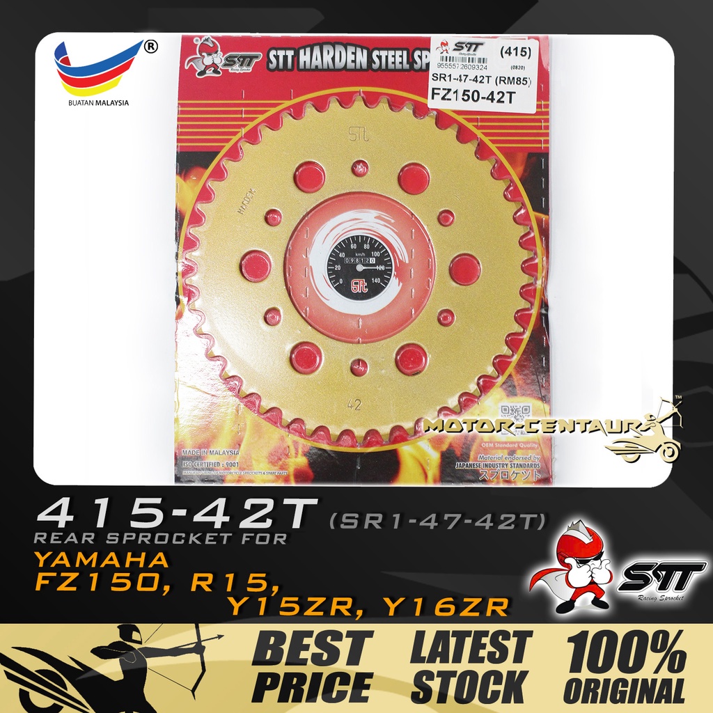 Gegancu Belakang Stt Harden Steel Rear Sprocket Sr1 47 42t Fz150 415 42t For Yamaha Fz150i Fi R15 Y15 Y15zr Y16 Y16zr Shopee Singapore