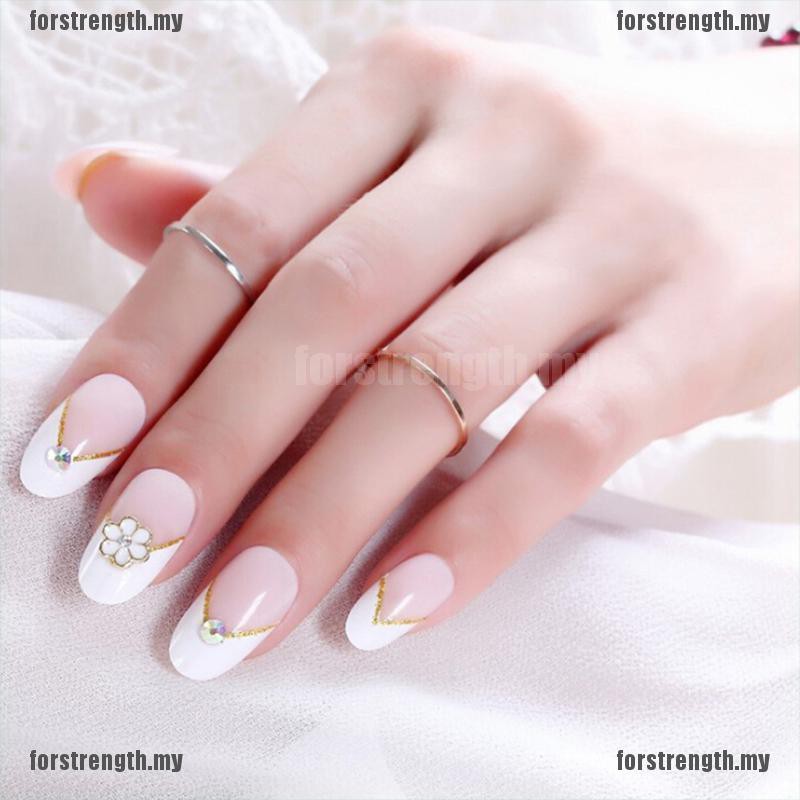 For 24pcs Nude French False Nails Acrylic Uv Gel Full French Fake Art Tips Shopee Singapore