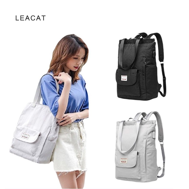 Image of Leacat  women backpack Waterproof Laptop Backpack 13 13.3 14 15.6 inch Korean Fashion Nylon USB College Backpack bag for women #0