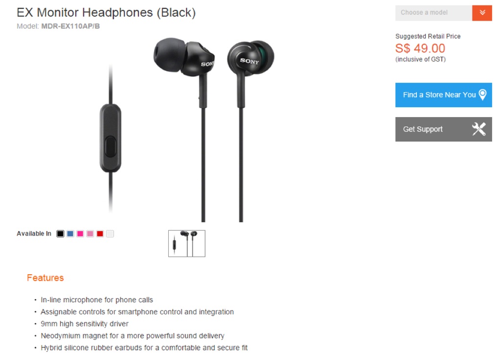 sony mdr ex110