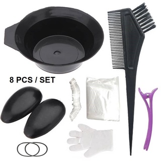 8pc Hair Dye Dyeing Brush Comb and Bowl Set Coloring Tinting Tint DIY Kit Tools Salon Hairdressing Pewarna Rambut 染发