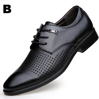 Men Fashion Breathable Hollow Round Head Leather Shoes