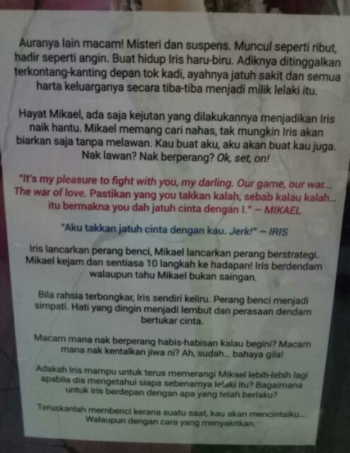 Novel War Of Love Karya Wannie Nordin Shopee Singapore