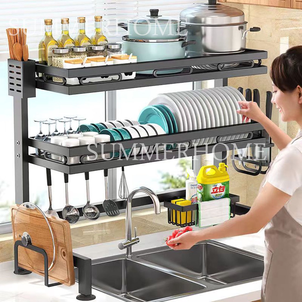 [ Available ] Adjustable Stainless Steel Kitchen Dish Rack Over The
