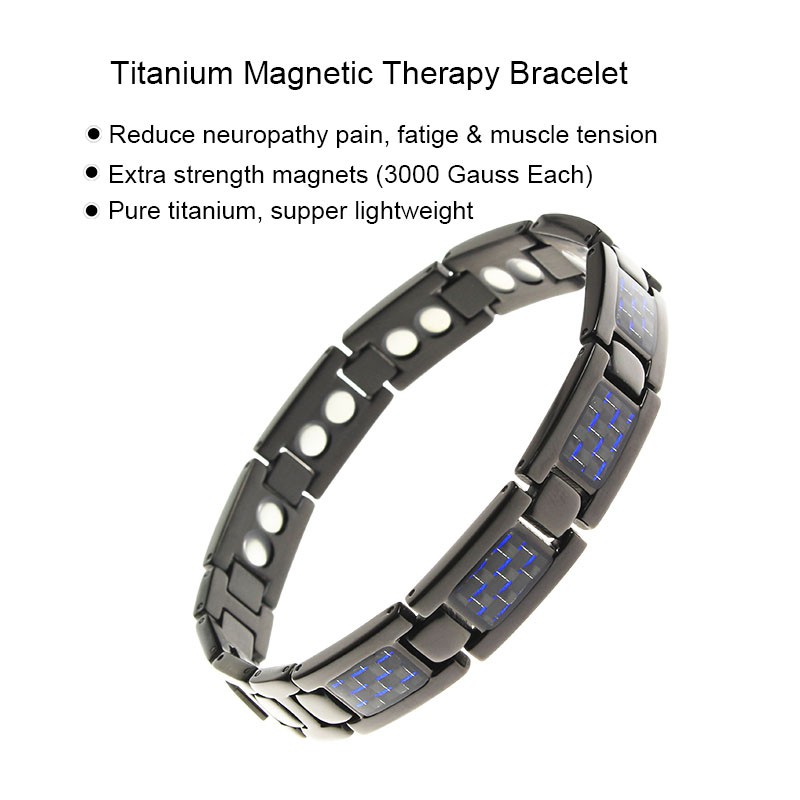 Pure Titanium  Magnetic Therapy Bracelet for Men Blue 