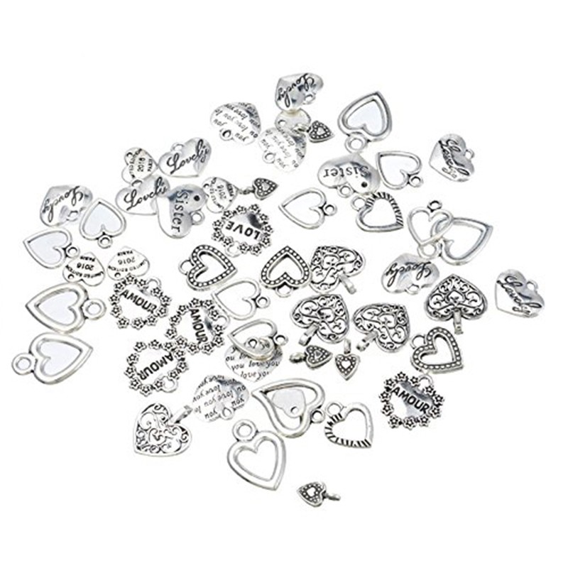 Jewellery Making FindingM T8 30pcs Mixed style Heart Pendants Charms Findings 