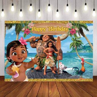 Moana Birthday Backdrop Hawaiian Luau Photography Backdrops Baby Girl Aloha Party Background Decoration Photobooth Custom Name Photo Shopee Singapore