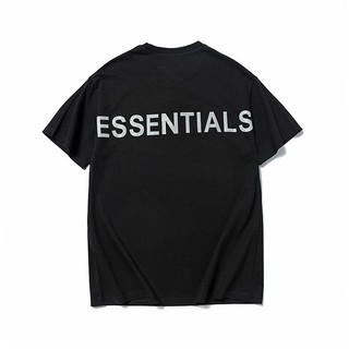 GQSOP FEAR OF GOD Essentials Three-dimensional Letter Short-sleeved T-shirt FOG Loose Round Neck Couple Bottoming Shirt apricot-S