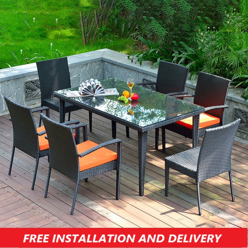 Outdoor Dining Table Set Pe Rattan, Outdoor Dining Set