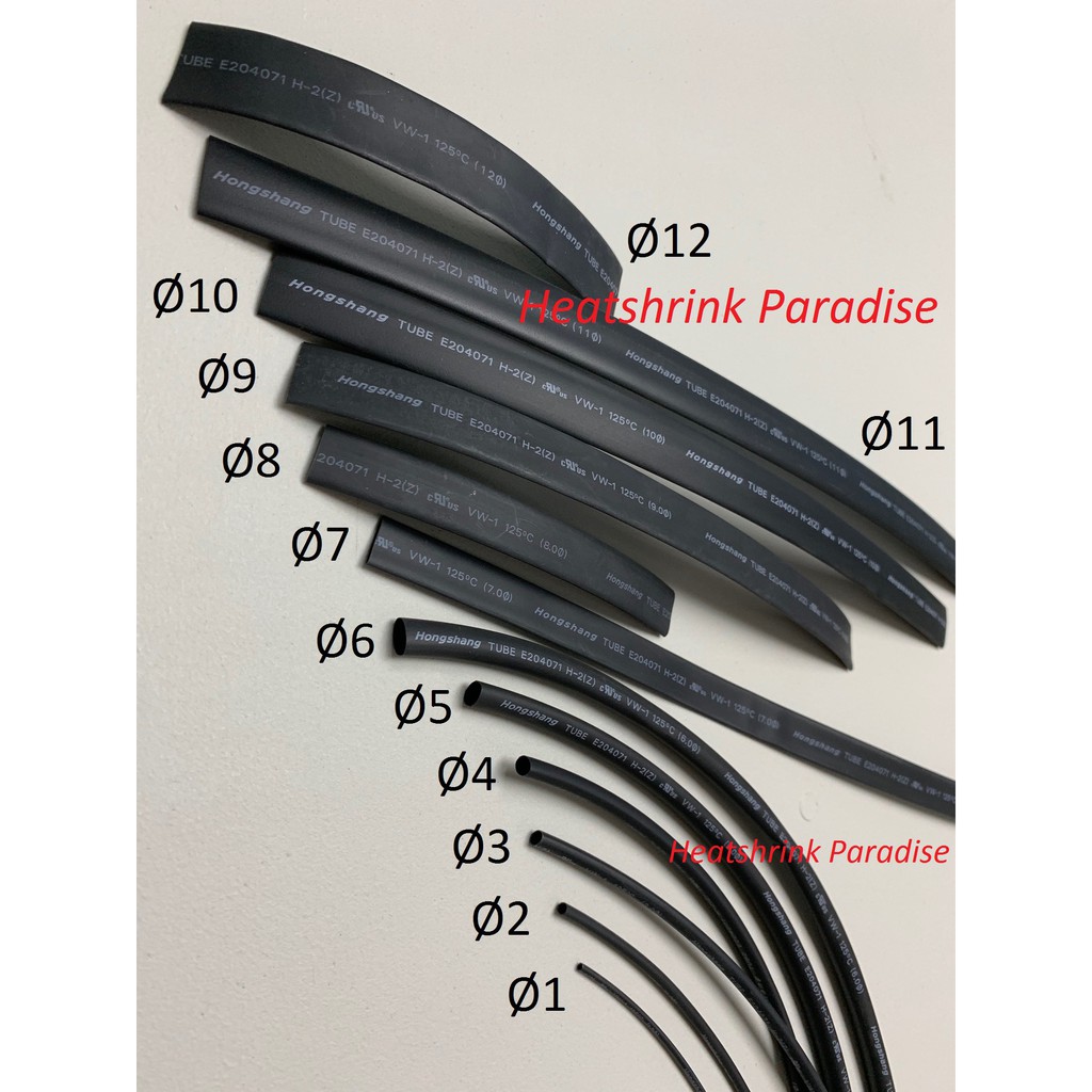 1 Meter Hongshang Heat Shrink Tubing Sleeving O1mm 22mm Black Shopee Singapore